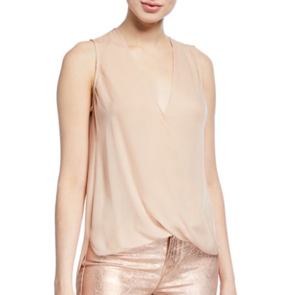 L'Agence Mila Silk Draped V-Neck Blouse - Picture 1 of 6